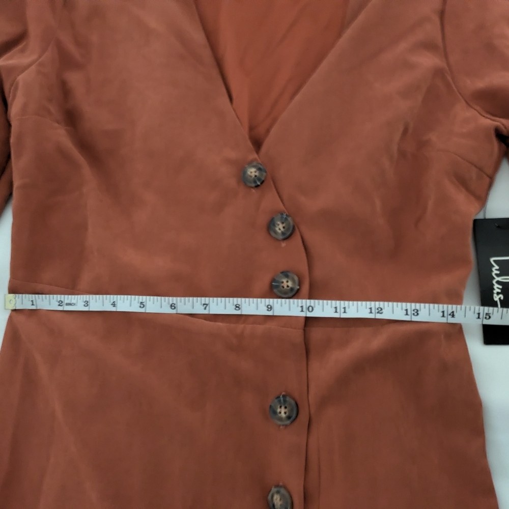 π NWT Lulus terracota vegan washed faux suede midi dress - Picture 7 of 16